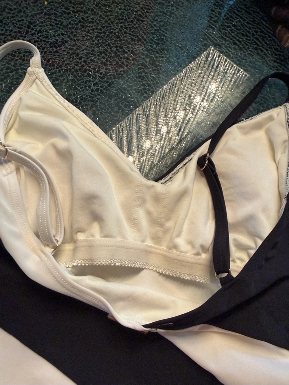MICHAEL KORS striped Black & White One-Piece Swimsuit 12 NWOT